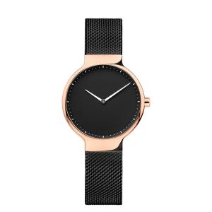 Quality Rose Stainless Steel Ladies Bracelet Watches Japan Movt Quartz With Black Band wholesale