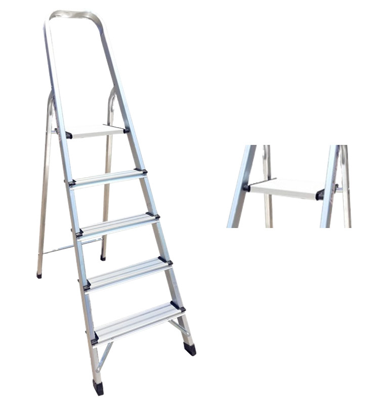 Lightweight Aluminum Step Ladder 5 Steps 150kg / 330lb Load Capacity