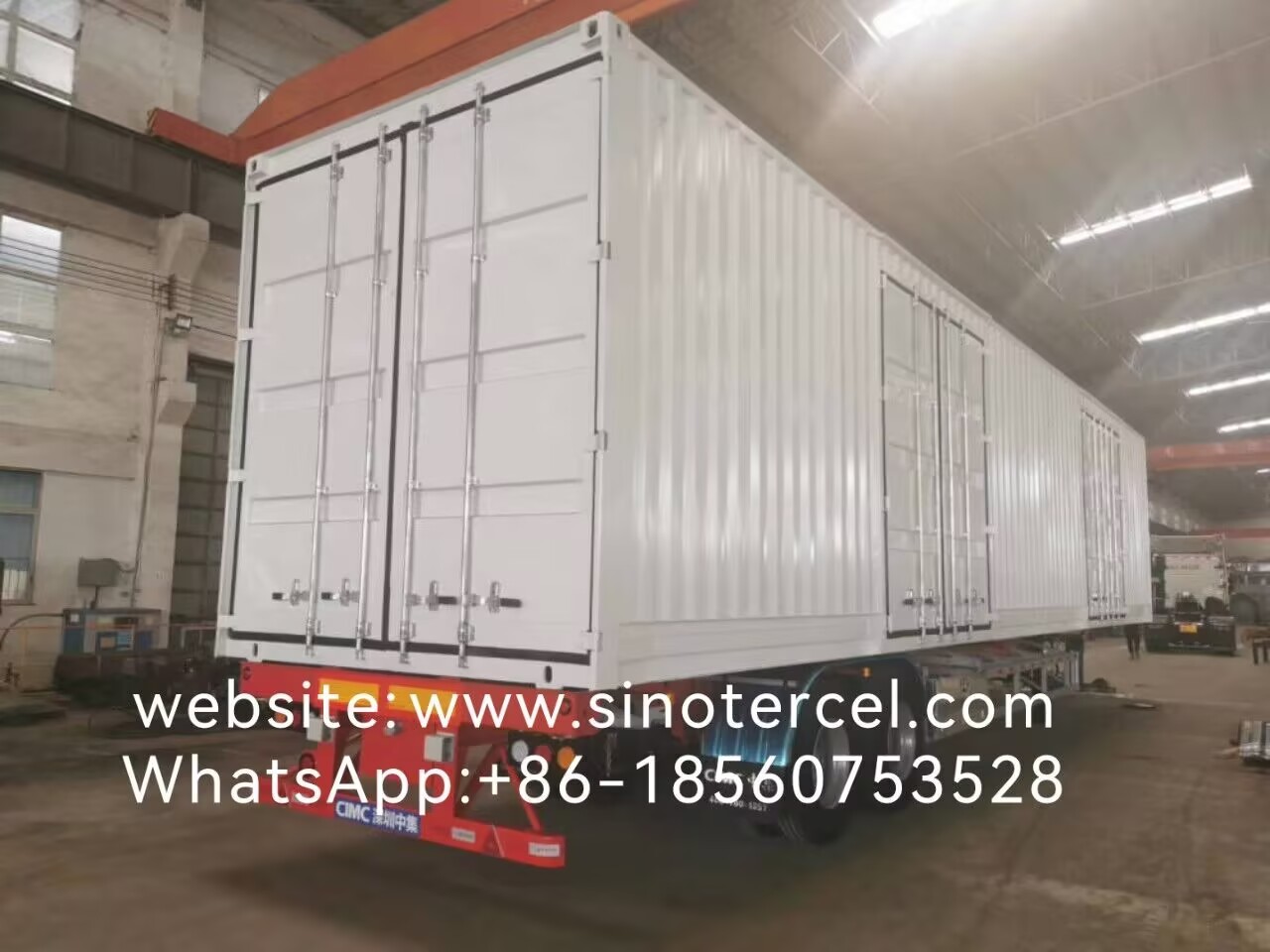 Box Semi Trailer Personalized Enclosed Semi Trailer White With Side Door
