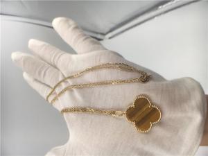 Quality Custom Handmade Ladies 18K Gold Necklace With Bois D’Amourette / Brown Gemstone wholesale