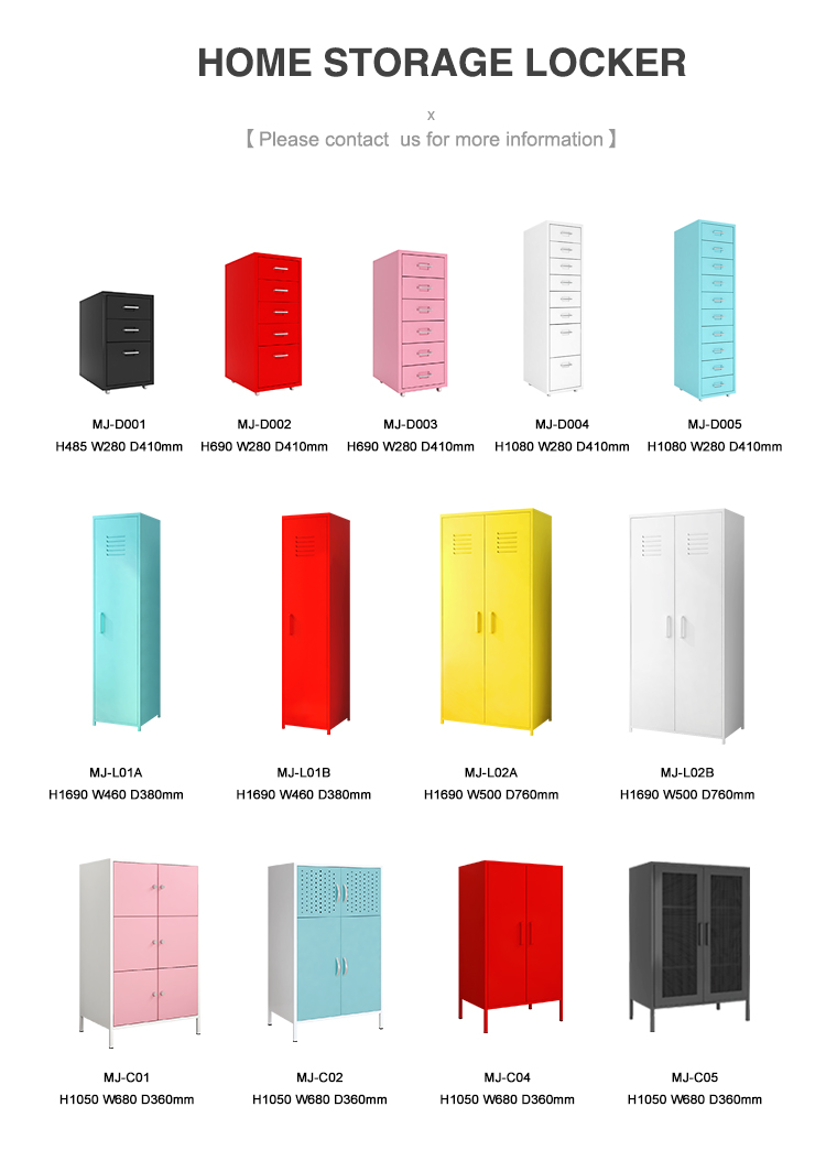Home Bedroom Double Door Size Colorful Storage Cabinet Lockers For Children
