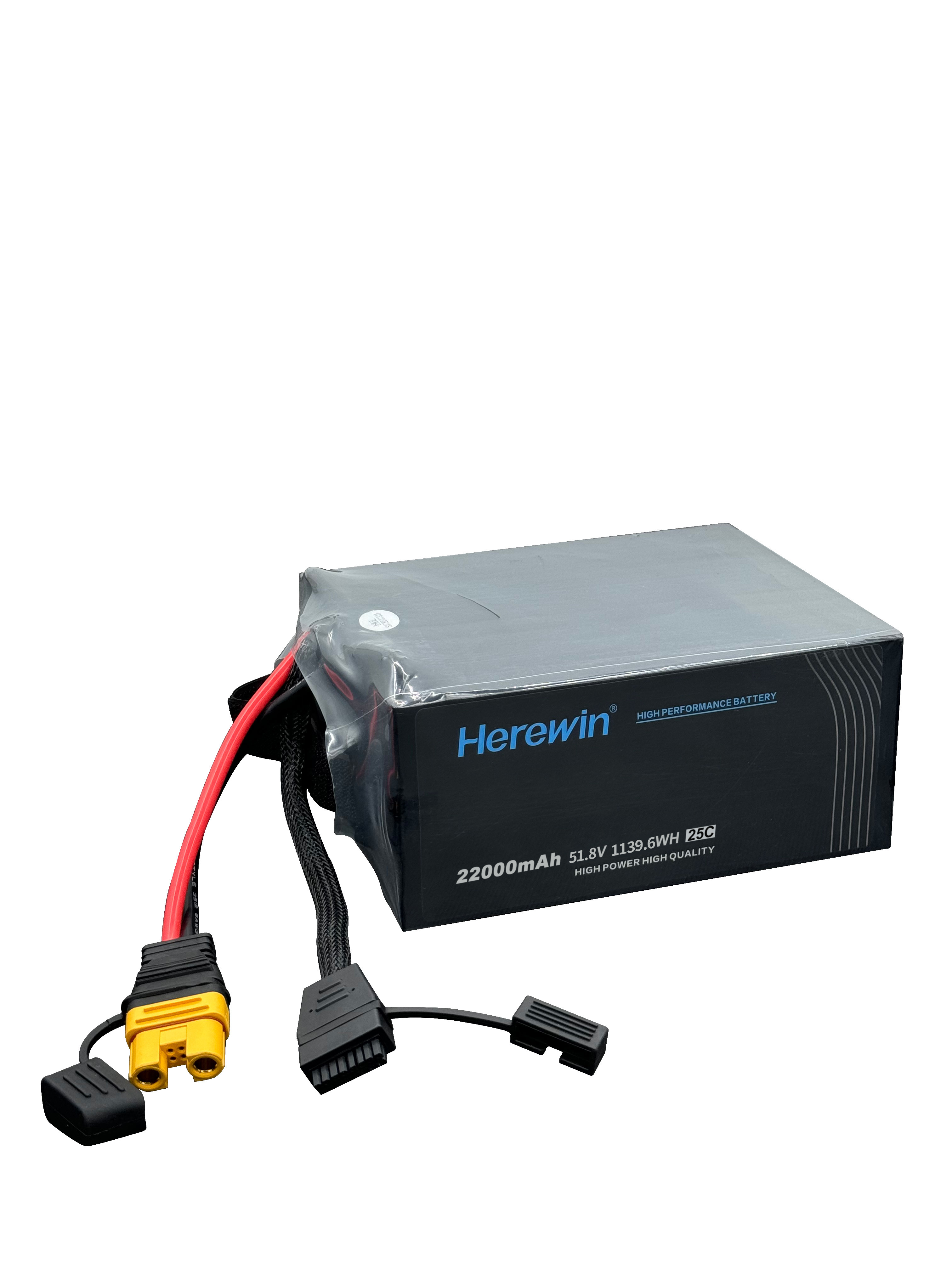 Herewin 14S 51.8V 22000mAh LiPo Uav Drone Battery Pouch Pack 25C Battery For Drones