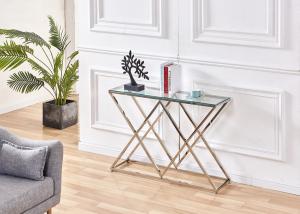 Quality Electroplate 78cm 115cm Stainless Steel Glass Console Table wholesale