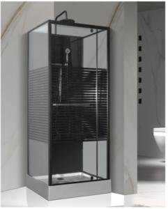 Quality Fashion Pivot Door， Corner Shower Stalls , Square Shower Cabin with grey acrylic tray，gold alumimium wholesale