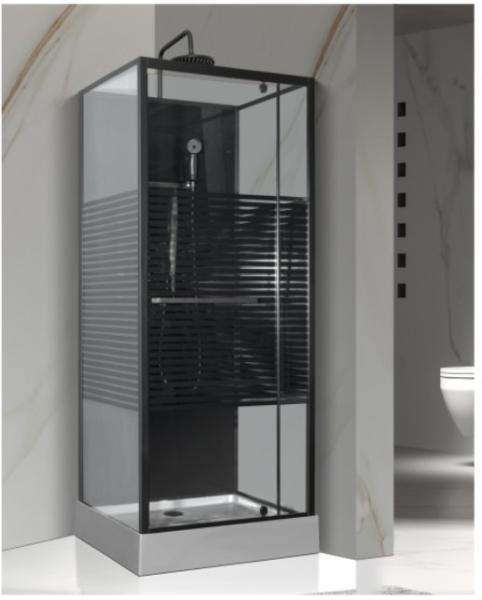 Fashion Pivot Door， Corner Shower Stalls , Square Shower Cabin with grey acrylic
