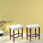 American Style 2pcs Modern White Leather Bar Stool Set H66.5cm