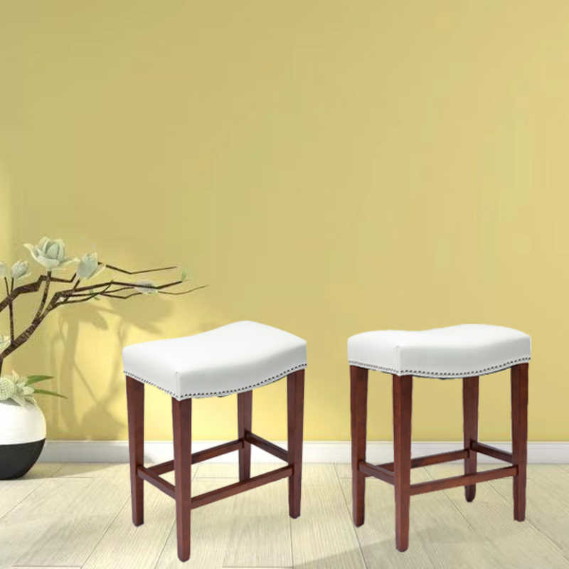 10kgs Gray Leather Counter Height Stools / H66.5cm Leather Kitchen Stools