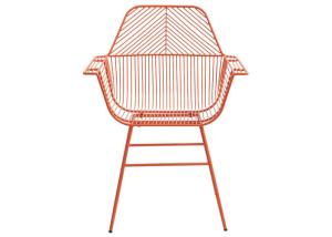 Quality Waterproof Outdoor Restaurant Stackable Steel Wire Iron Red Dining Arm Chairs wholesale