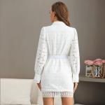 White Black Ladies Lace Dresses A Line 3 4 Sleeve Lace Dresses Pure Color