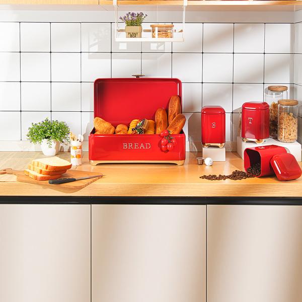 All-Season Crown Series Metal Bread Bin Set Tea Can Coffee Can Kitchen Storage