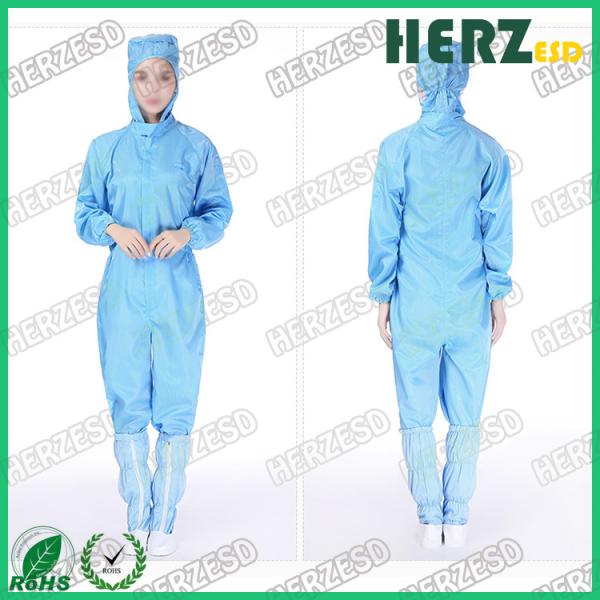 Cheap Waterproof Lint Free Zipper Antistatic Coverall Reusable ESD Cleanroom Coverall for sale