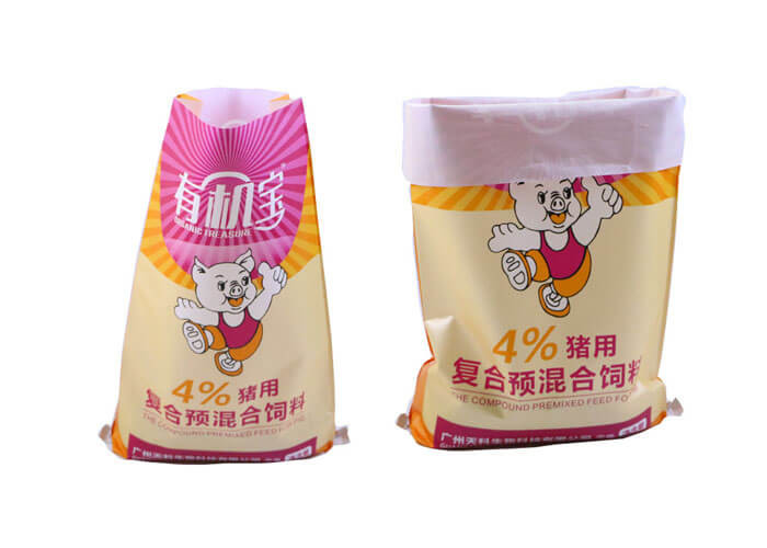 Waterproof Woven Polypropylene Feed Bags Duck / Chicken Feed Sacks With Liner