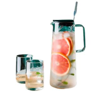 Quality Lead Free Glass Water Pitcher With Silicone Lid / Spoon 1350ml Capacity wholesale
