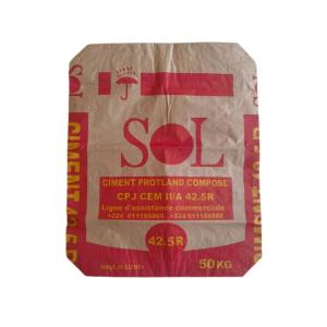 Quality 20kg 2 Ply Paper Bags Waterproof Cement Multiwall Paper Sacks With Adhesive wholesale