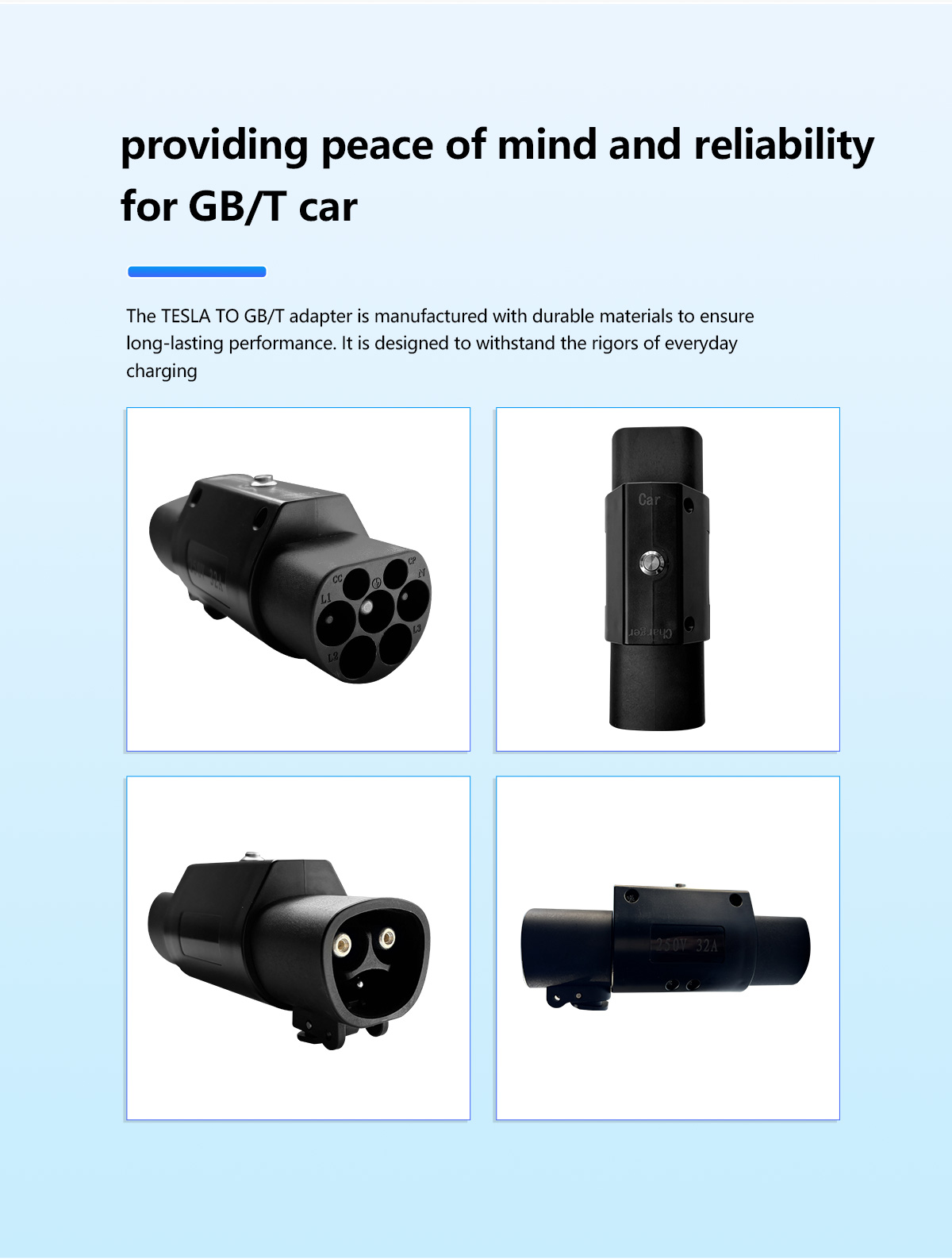 7kW Tesla EV Charging Adapter NACS to GBT Car Connector Socket Switch for 220V Input Voltage Condition