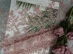 Pink Floral Sequin Embroidered Fabric Wedding Lace Fabric By The Yard