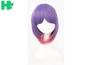 Quality Party Purple Synthetic Cosplay Wigs With Ponytails Non Flammable wholesale