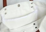 Reusable Cotton Tote Bag , Canvas Shopper Tote With Leather Handles