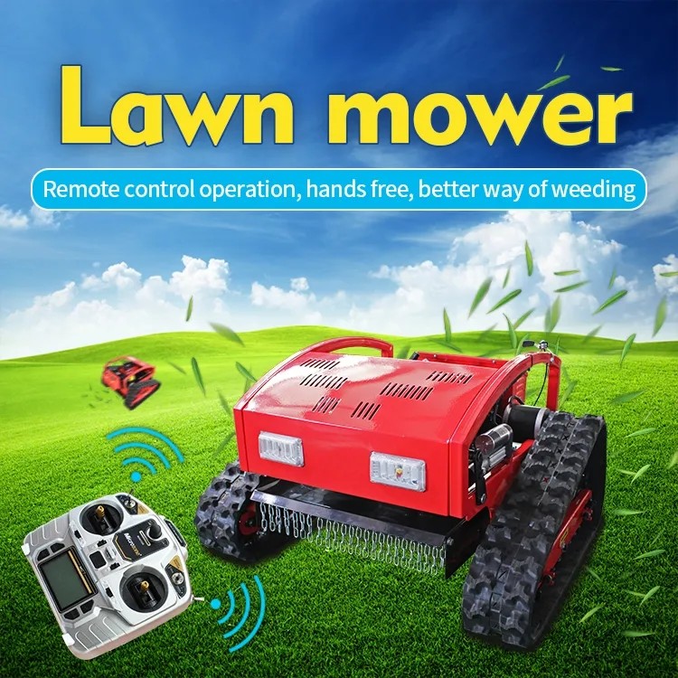 Rubber Crawler Auto Lawn Mower Robot Gasoline Self Propelled