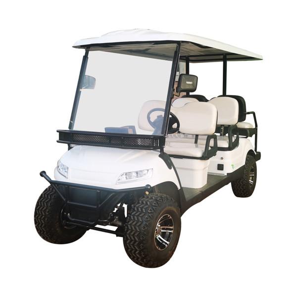 white 4+2 Road legal electric Golf cart with front bumper and 14 inch tire low