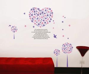 Quality Romantic Removable Heart Shaped Wall Stickers PVC For Room Decor wholesale