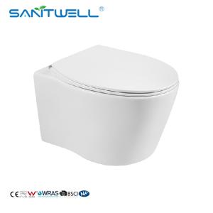 Quality Chaozhou Popular Styles Concealed Cistern Antibacterial Rimless Wall Flush Toilet wholesale
