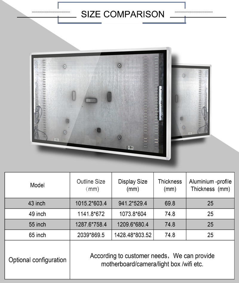 FCC Certified Sheet Metal 70mm Touch Screen Enclosures Multi Touch