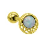 Earring Cartilage Daith Piercing Jewelry Hollow Moon Shaped Inlaid With Opal Gem