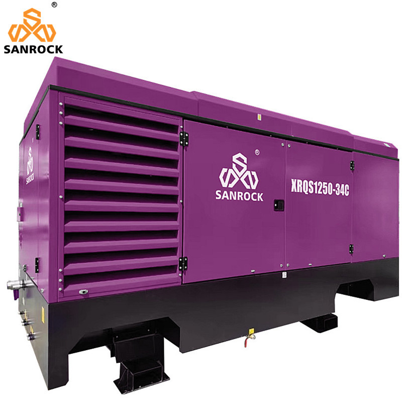 Screw Air Compressor Machine Working Pressure 34bar Portable Water Well Diesel Air Compressor