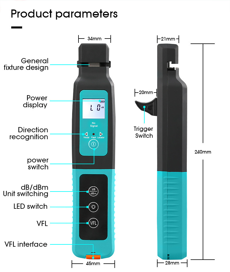 800~1700nm Optical Fiber Identifier Fiber Visual Fault Locator 270Hz/1kHz/2kHz