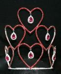 Valetines day crowns and tiaras red hearts crystal rhinestone crowns custom