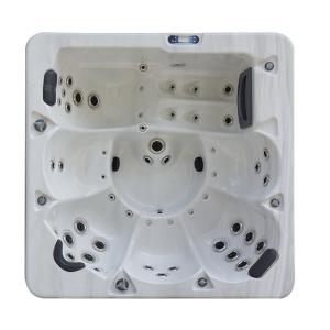 Quality 6 Persons Square Shape Whirlpool Tubs White Marble Spa Hot Tub With 45 Massage Jets wholesale