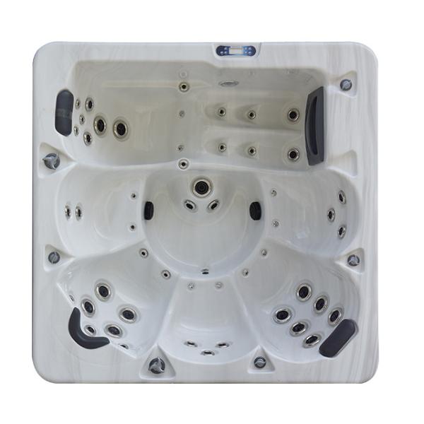 6 Persons Square Shape Whirlpool Tubs White Marble Spa Hot Tub With 45 Massage