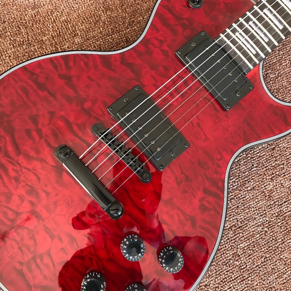 New custom Electric guitar Hot Selling red color Electric Guitar 6 Strings Guitars with black binding and black hardware
