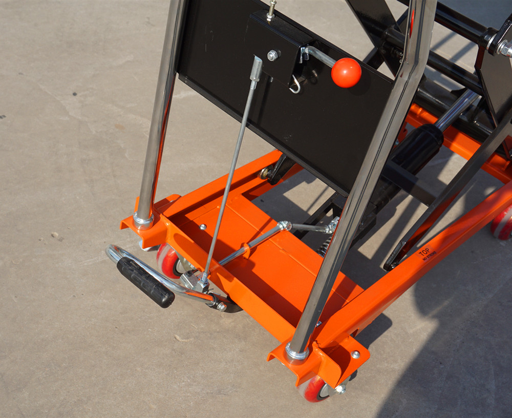 Factory direct sale hydraulic scissor lift table/lifting platform manual lifter with wheels in lift tables