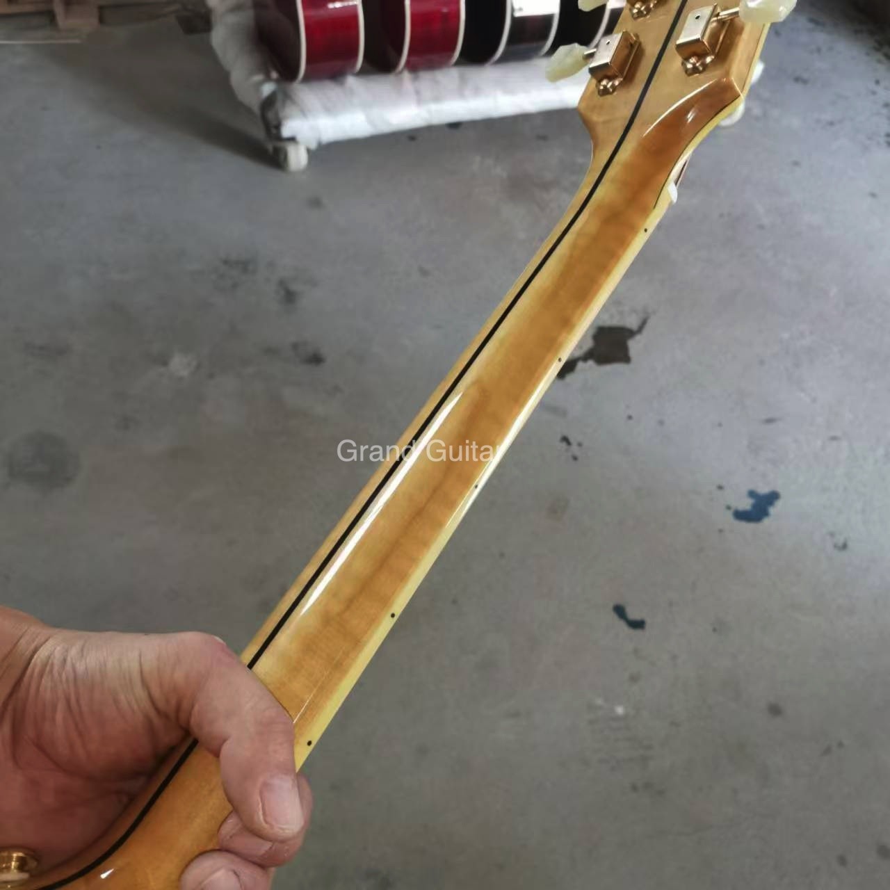 Custom Solid 43 Inch Jumbo Parlor Acoustic Guitar Flamed Maple Back Side Ebony Bridge