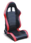 Red & Black PVC Leather Sport Racing Seats With Built - In Seat Belt Harness