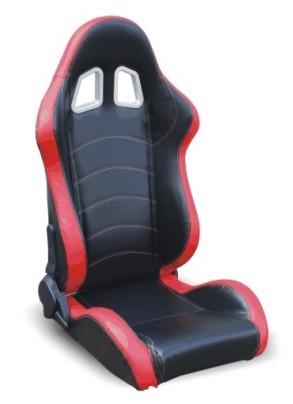 Red & Black PVC Leather Sport Racing Seats With Built - In Seat Belt Harness
