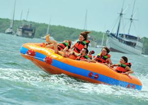 Quality Fun Beach Surfing Water Sport Games / Inflatable Flying Towable Tube wholesale