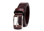 Pin Buckle Genuine Leather Embossed Flower Women Belt
