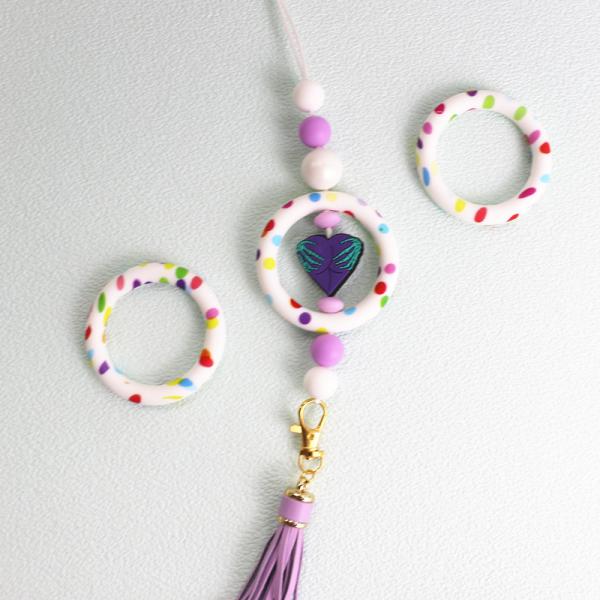 Silicone printed O Ring Beads for All People Usage DIY keychain or other