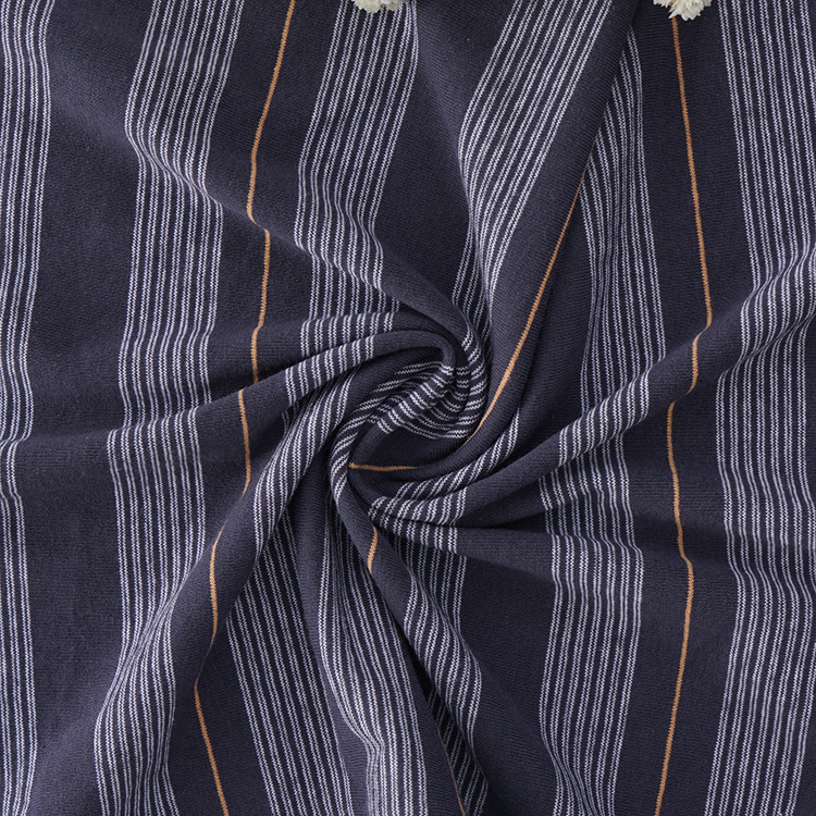 Breathable Pure Cotton And Linen Sweat Absorbent Striped Material Fabric For T - Shirt
