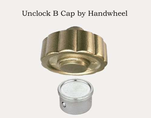 1108 Magnetic Lockable Brass Valve Multi-turn Metal to Metal Stop Type F x F Threaded with Three Lock Caps for Option 3