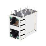 LPJ17641AFNL 10/100 Base-T 2X1 Port Jack RJ45 Magnetics Connector Tab Up Green