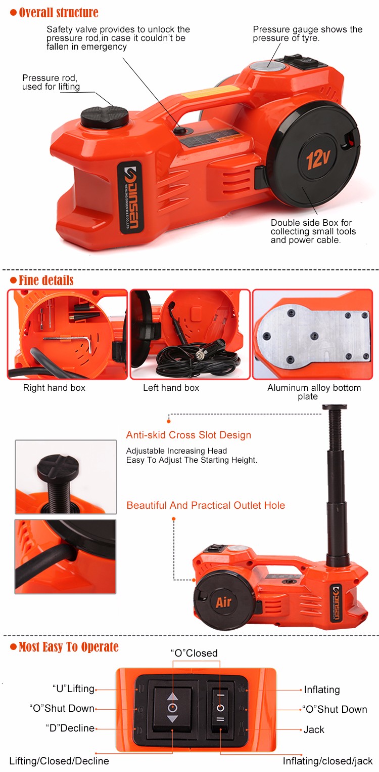 Electric Power Lifting+Inflating Portable cars electric jacks