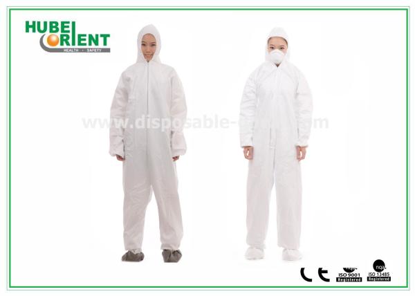 Cheap SMS Protective Disposable Waterproof Coverall With Hood And Shoe Cover for sale