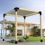 2mm Thickness Black Metal Steel Frame Pergola for Garden Corner Wood Grill