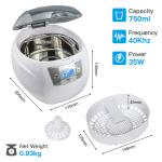 Skymen 750ml 35W Compact Shave Ultrasonic CD Cleaner Dental Instrument