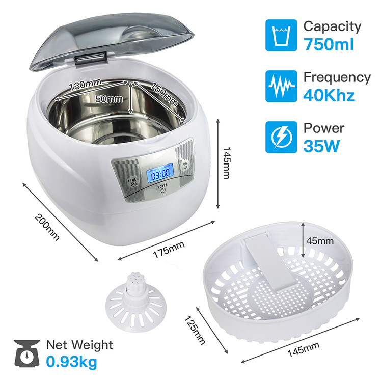 digital 750ml 35Watt dental ultrasonic cleaners ultrasonic jewelry cleaner CD washing machine