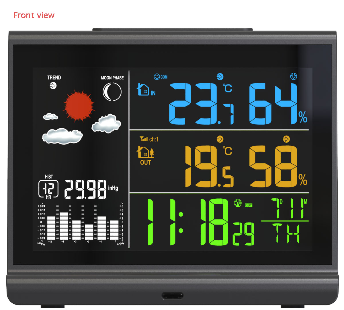 9V/2A Input Voltage and Current Weather Station With Wireless Charger Power Bank